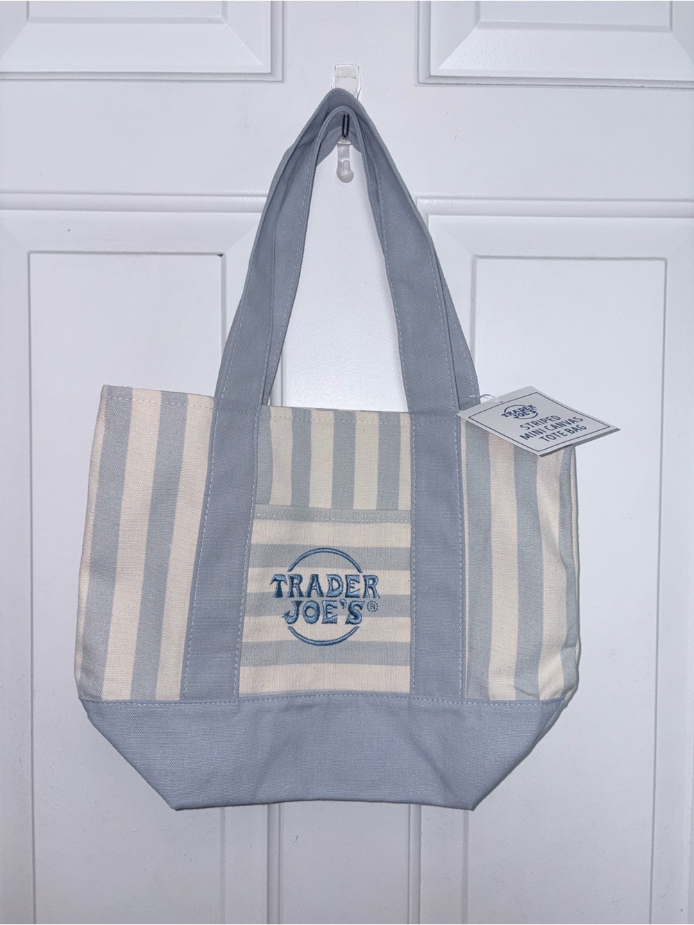 Trader Joe's 2026 Summer collection Blue & Cream Striped Canvas Tote